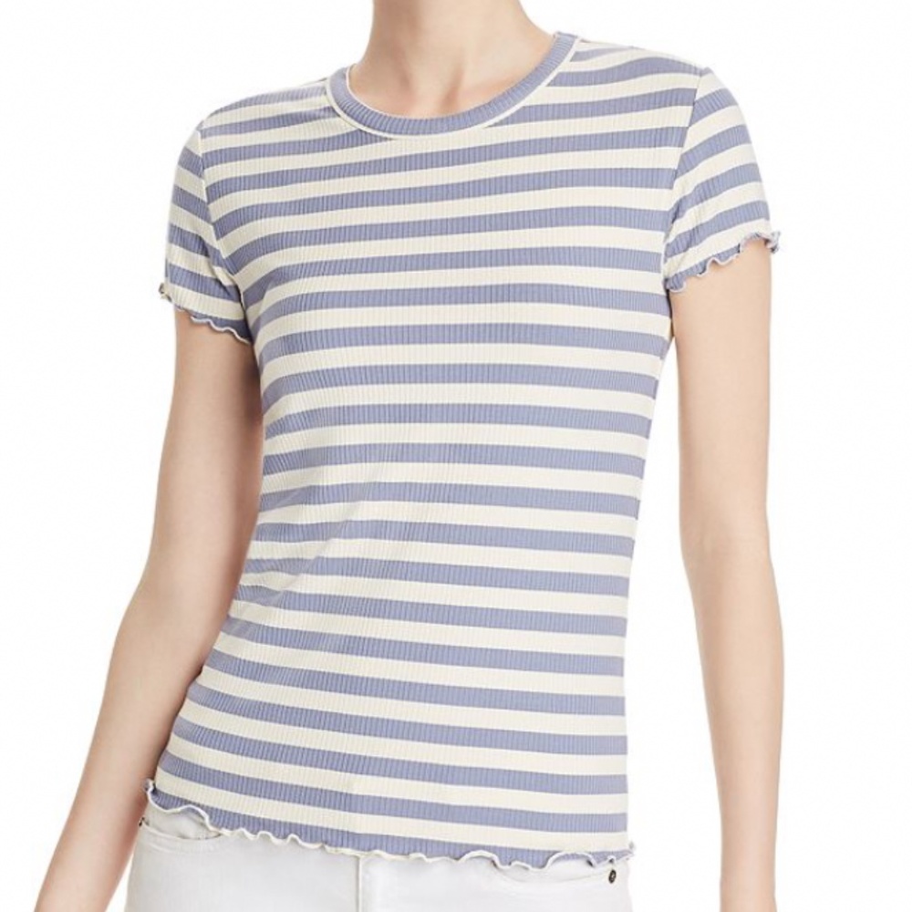 Paige Senna Striped Lettuce Edge Tee Size L